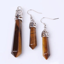 Natural Healing Crystal Stone Pendant and Earrings