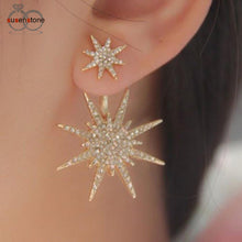 Crystal Star Dangle Gold Ear Earring