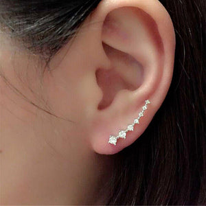 Rhinestone Crystal Earrings Ear Hook Stud Jewelry Gold